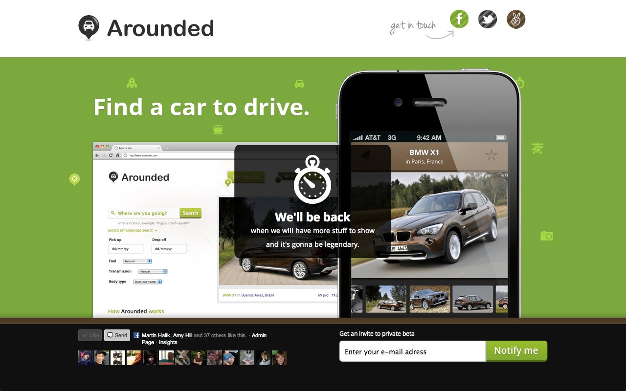 Find a car for rent – Arounded Website Screenshot